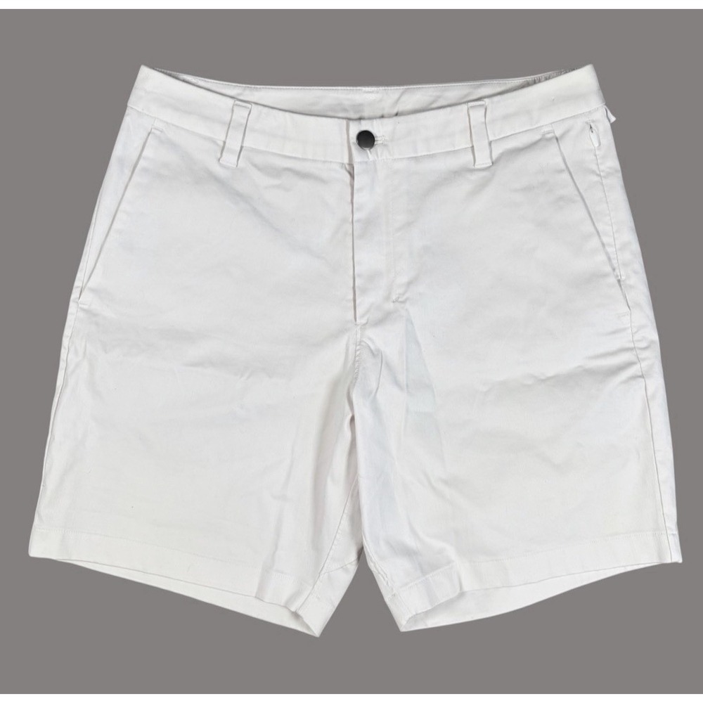 Lululemon Mens ABC Commission Shorts 32 Classic Fit Short 7" White Stretch EUC